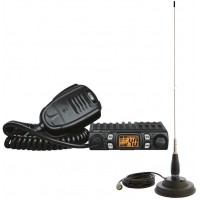 Kit statie radio CB CRT One V cu S-Metru - comutabil 4 / 8W  + antenă PNI ML-145