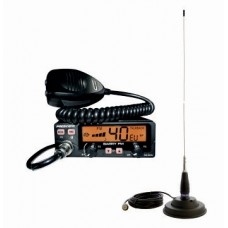Kit statie radio CB President BARRY2 ASC AM/FM 4W - 12V/24V cu squelch automat + antena PNI ML-145 cu magnet